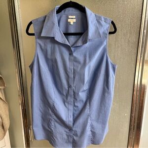 Talbots Blue Sleeveless Boxy Button Down Shirt